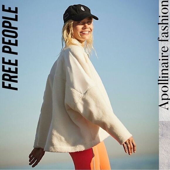 FREE PEOPLE TOURNAMENT FLEECE NWT IN IVORY LARGE - Picture 3 of 7